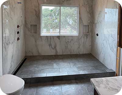 Solid Surface Showers - Fisher TileWorx - Placerville